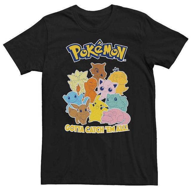 Big & Tall Pokemon Poke Mang Psyduck Charmander Bulbasaur Pikachu Eevee Squirtle Tee, Mens Black Product Image