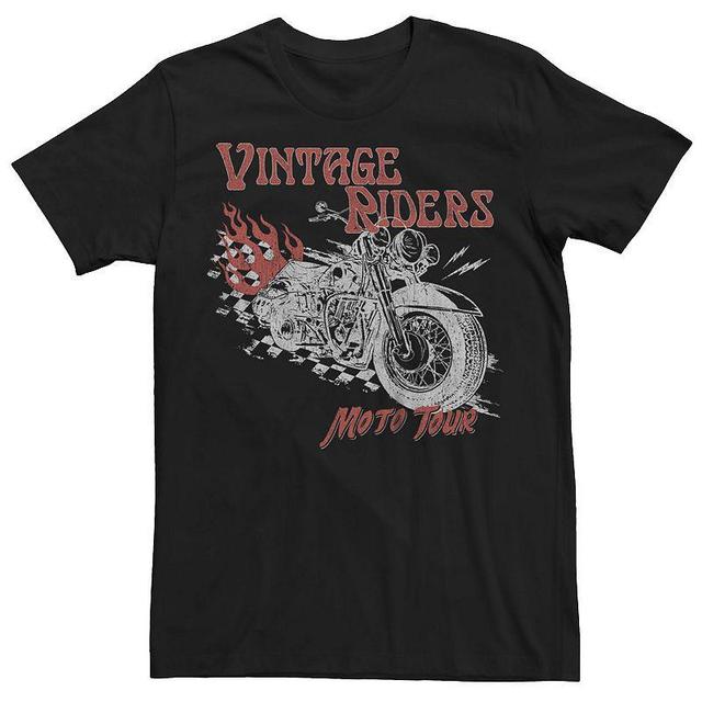 Mens Vintage Riders Flaming Motorcycle Moto Tour Tee Black Product Image