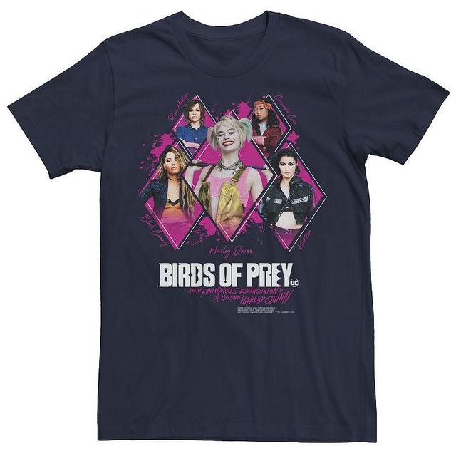 Mens Harley Quinn: Birds of Prey Diamond Girl Group Portraits Tee Blue Product Image