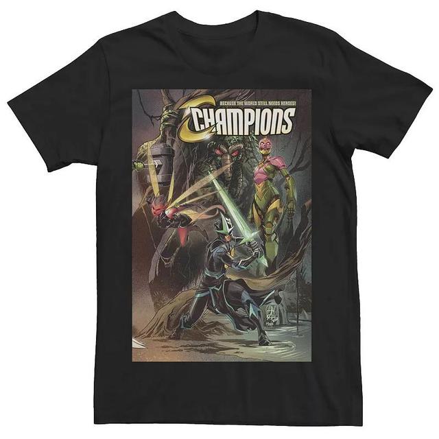 Mens Marvel Champions Issue 26 Comic Cover Graphic Tee Product Image