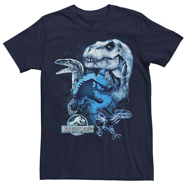 Mens Jurassic World Two T-Rex Squad Camo Shatter Tee Blue Product Image