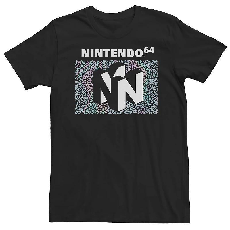 Big & Tall Nintendo Classic N64 Rainbow Cheetah Print Logo Tee, Mens Product Image