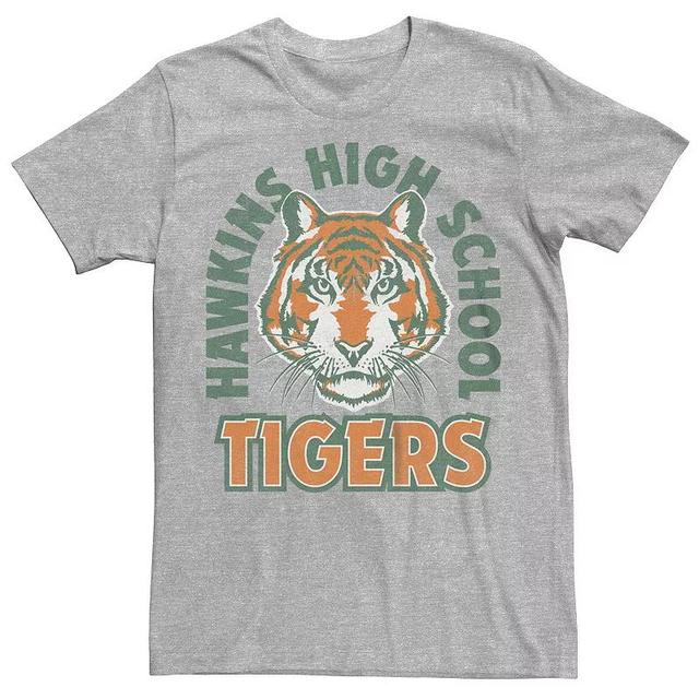 Mens Stranger Things Hawkins High School Tigers Graphic Tee Athletic Grey Product Image