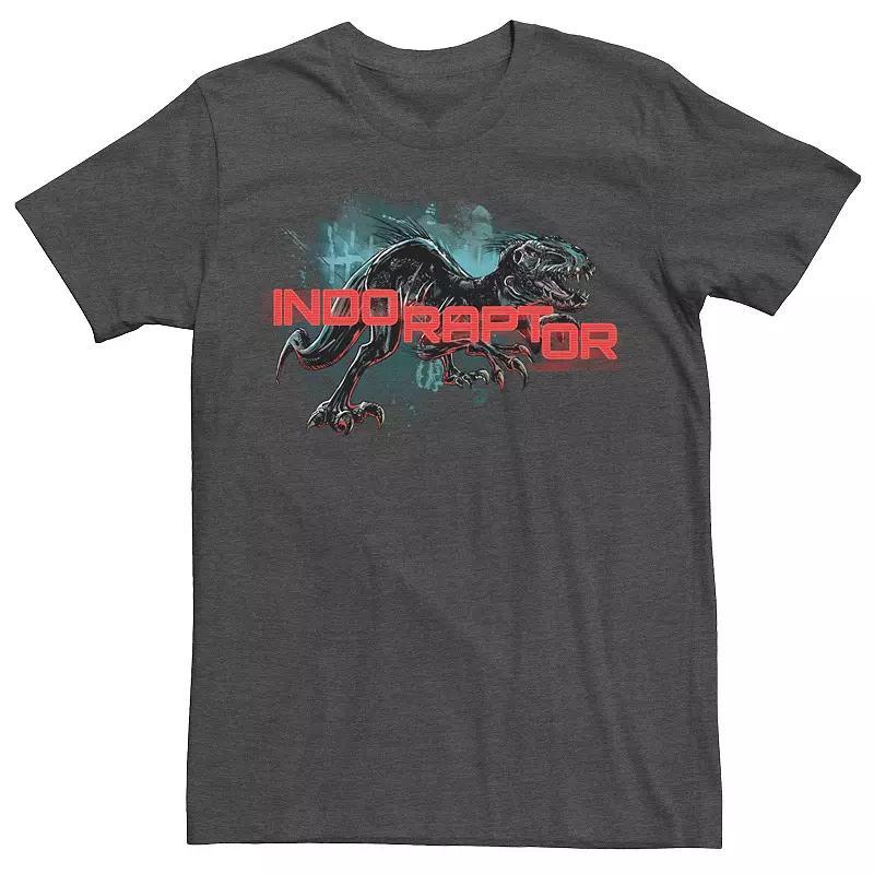 Mens Jurassic World Indo Raptor Splatter Portrait Tee Grey Heather Product Image