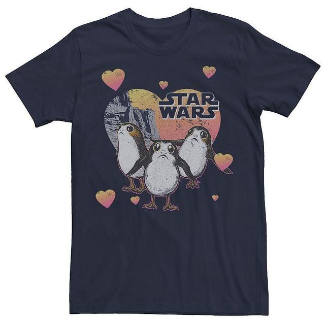 Mens Star Wars Porg Hearts Valentine Tee Blue Product Image