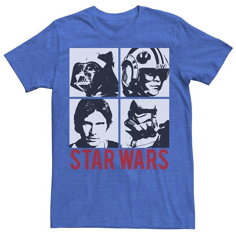 Mens Star Wars Vader Luke Han Trooper Four Square Graphic Tee Navy Grey Product Image