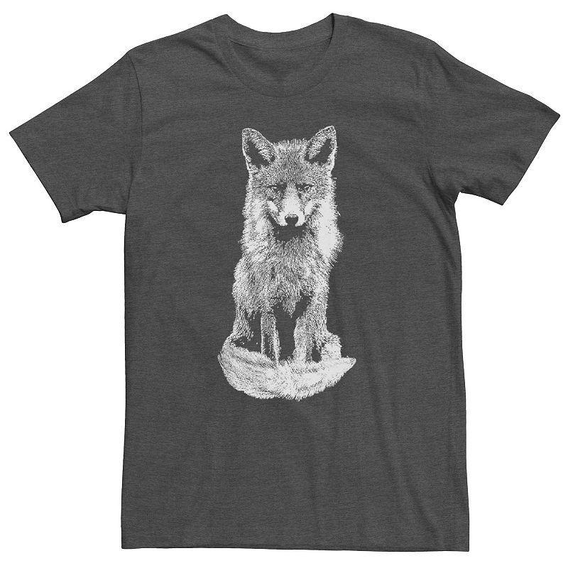 Mens Line Art Fox Portrait Graphic Tee Dark Grey Product Image