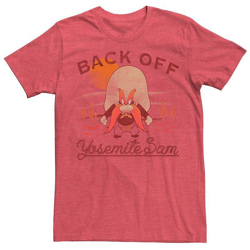 Mens Yosemite Sam Back Off Distorted Tee Red Grey Product Image