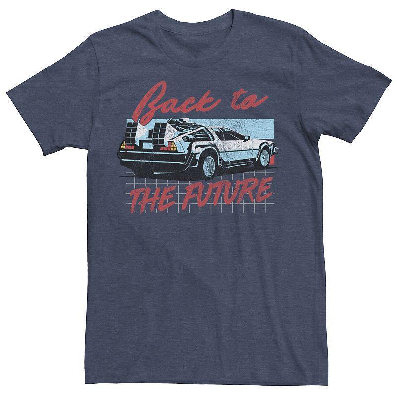 Mens Back To The Future Delorean Panel Portrait Logo Tee Navy Grey Product Image