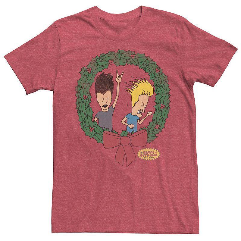 Mens Beavis And Butthead Christmas Wreath Tee Product Image