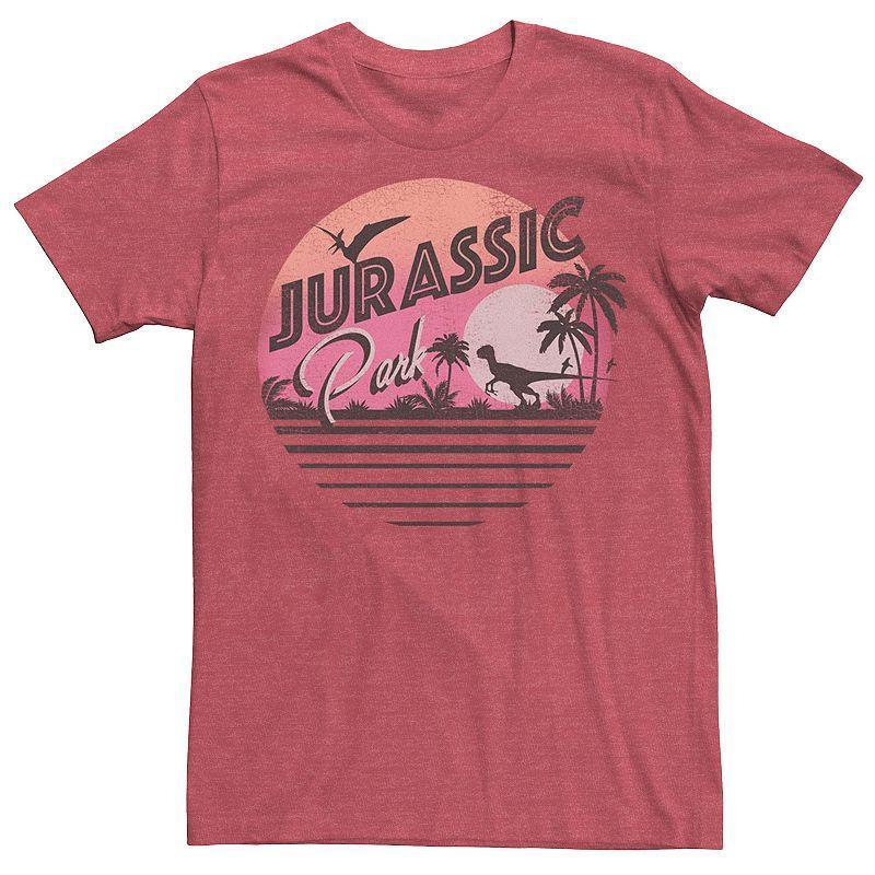 Mens Jurassic Park Pink Gradient Sunset Get Wild Tee Red Grey Product Image