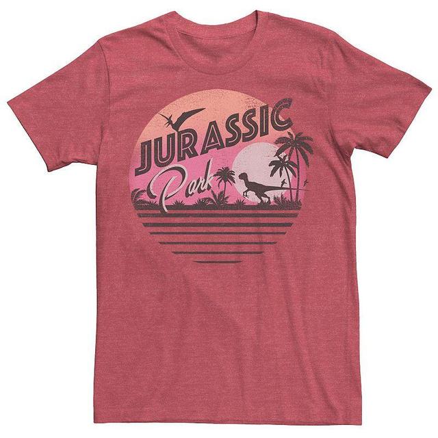 Mens Jurassic Park Pink Gradient Sunset Get Wild Tee Red Grey Product Image