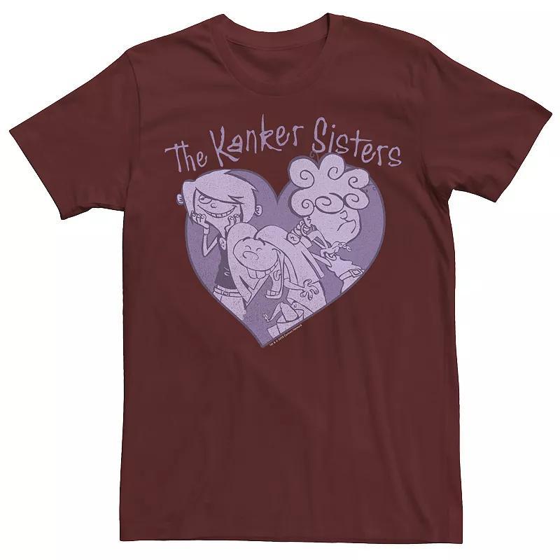 Mens Cartoon Network Ed, Edd & Eddy The Kanker Sisters Purple Hue Heart Portrait Tee Red Product Image