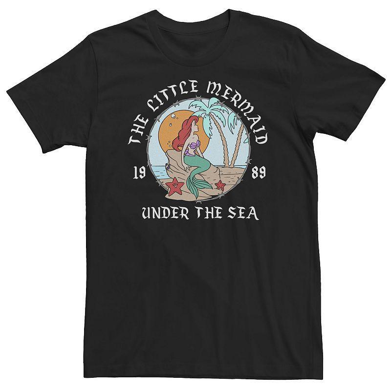 Big & Tall Disney Little Mermaid Ariel Vintage Circle Portrait Logo Tee, Mens Product Image