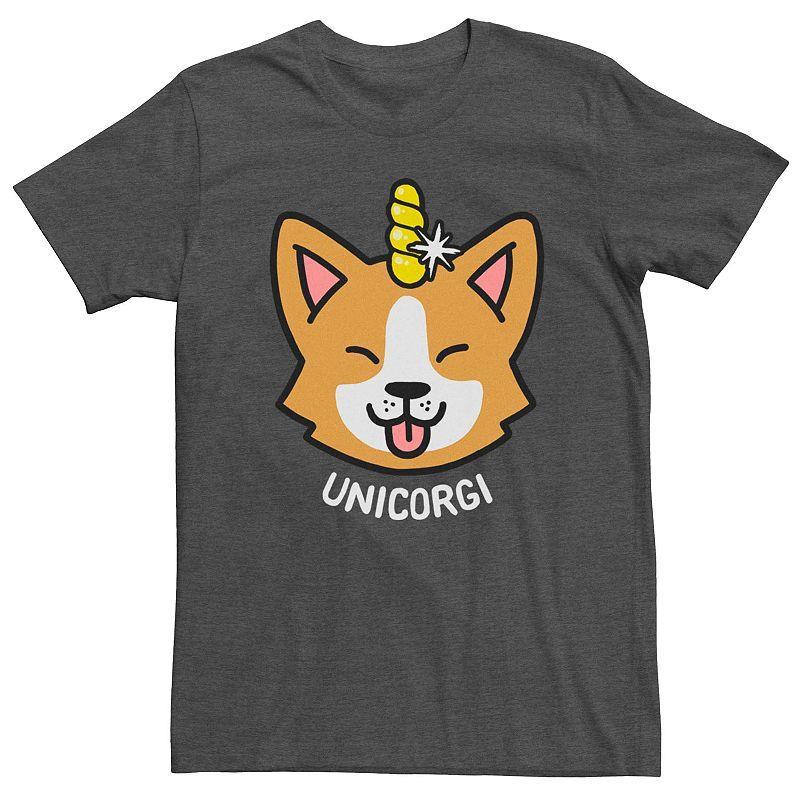 Mens Unicorgi Cute Dog Graphic Tee Grey Heather Product Image