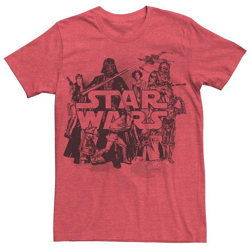 Mens Star Wars Character Vintage Collage Tee Red Grey Product Image