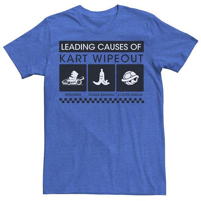 Mens Nintendo Mario Kart Leading Causes Of Kart Wipeout Tee Royal Grey Product Image