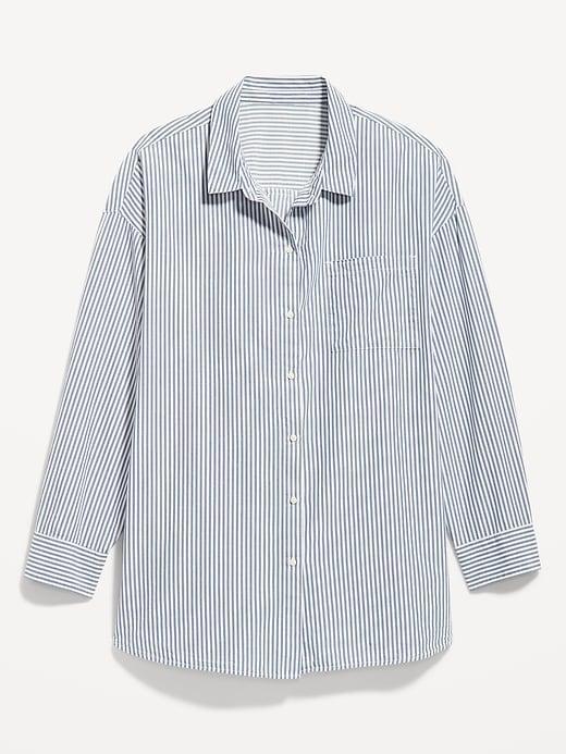 Linen-Blend Button-Down Boyfriend Shirt Product Image