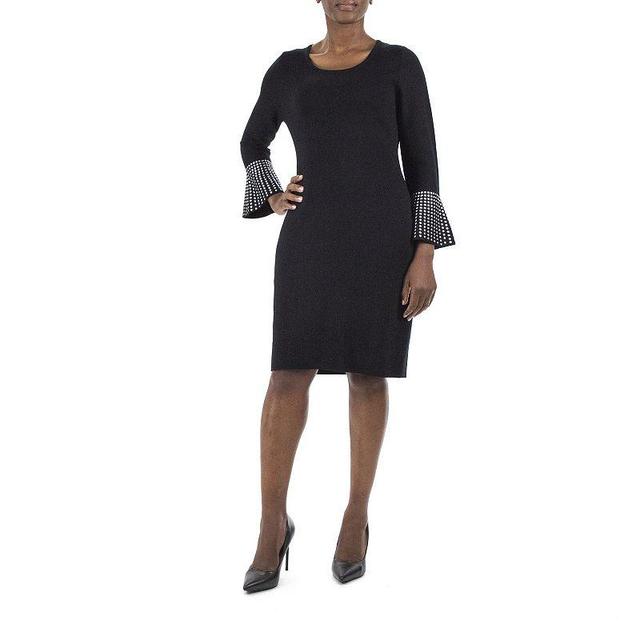 Womens Nina Leonard Studded-Sleeve Sweater Dress Product Image