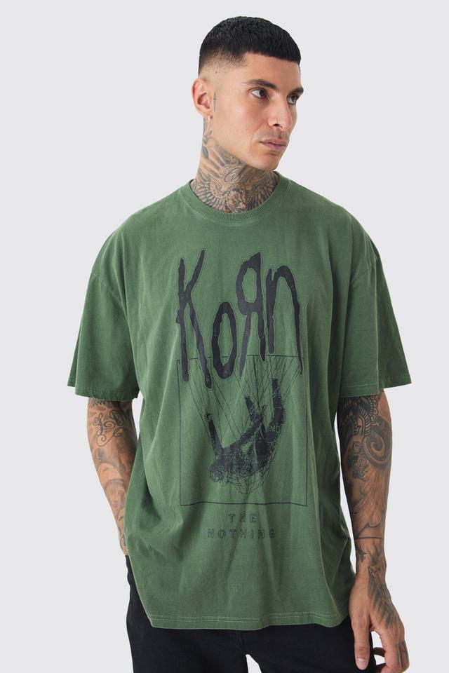 Tall Korn License Print T-shirt In Green | boohooMAN USA Product Image