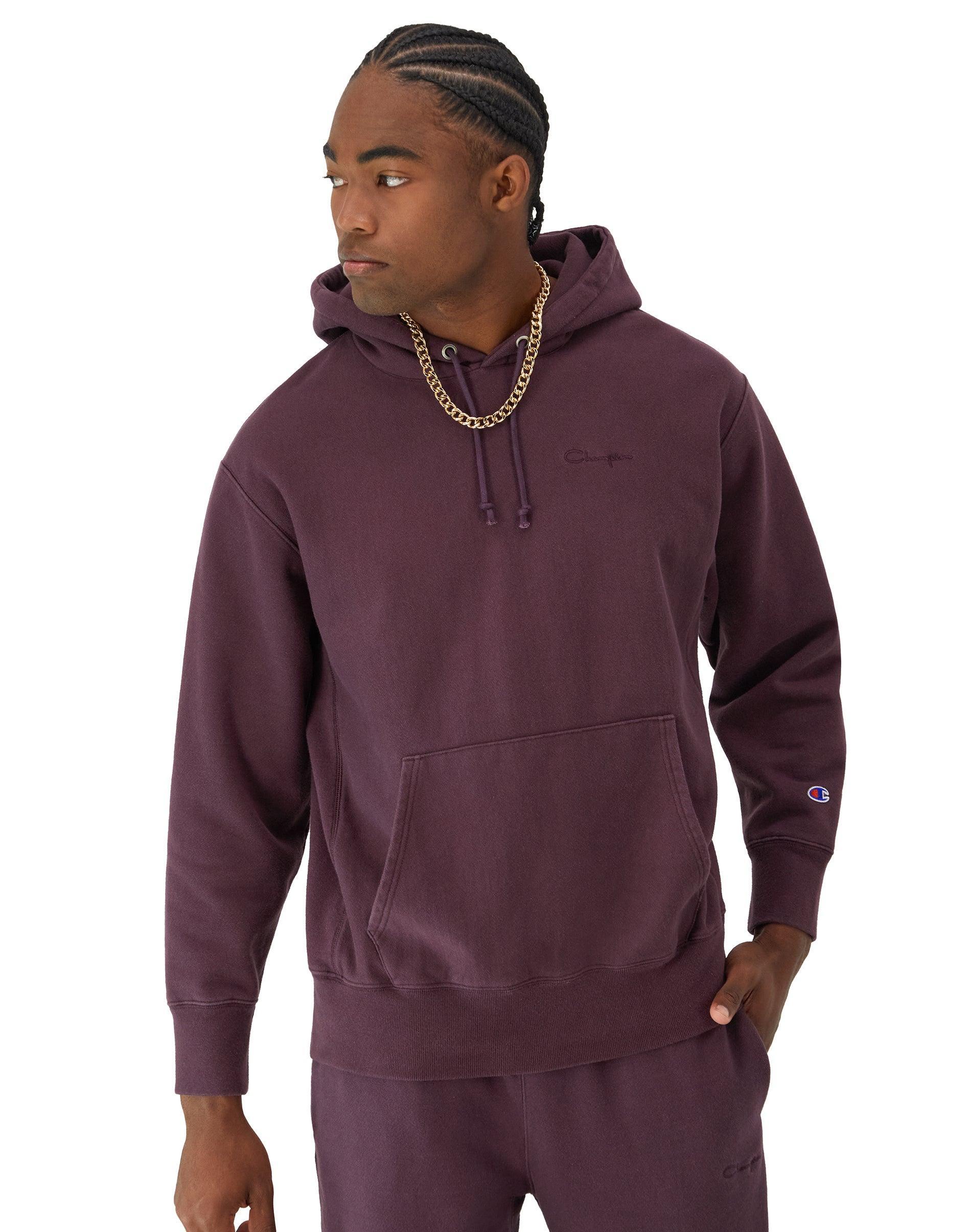 Mens Champion Reverse Weave Arena Hoodie, Embroidered Script Logo Washed Dark Green 2XL Product Image