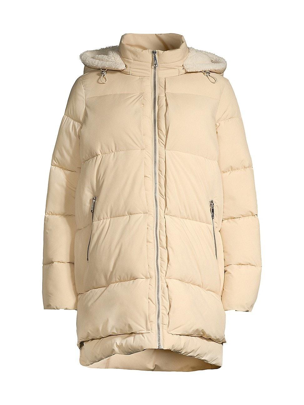 Womens Dimensional Hooded Puffer Coat Product Image