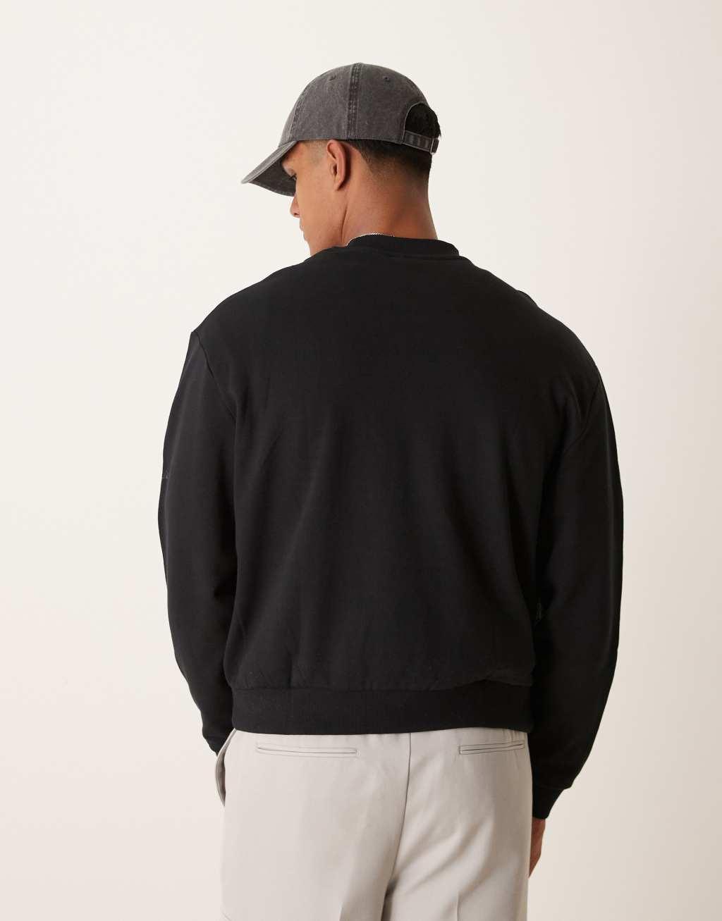 ASOS DESIGN essential boxy oversized sweatshirt in black Product Image