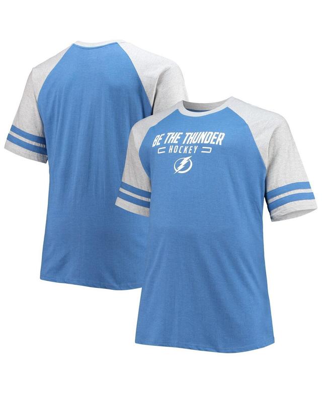 Mens Heathered Blue Tampa Bay Lightning Big and Tall Raglan T-shirt Product Image