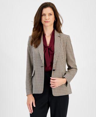 Kasper Womens Houndstooth One-Button Jacket Product Image