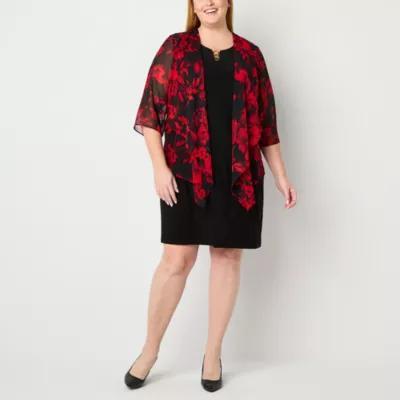 R & K Originals Womens Floral Faux-Jacket Dress Plus Product Image