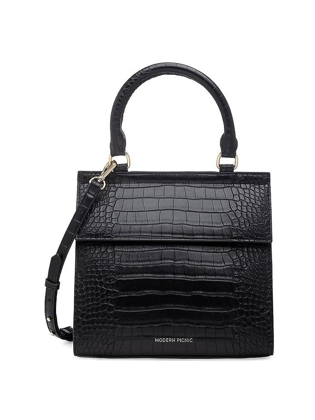 Womens The Luncher Crocodile-Embossed Vegan Leather Bag Product Image