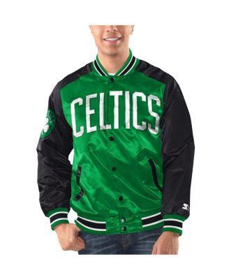 Mens Starter Kelly /Black Boston Celtics Renegade Satin Full-Snap Varsity Jacket Product Image