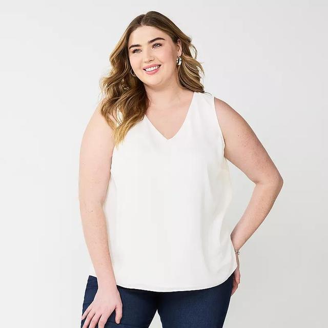 Plus Size Nine West Essential V-Neck Tank, Womens White Product Image