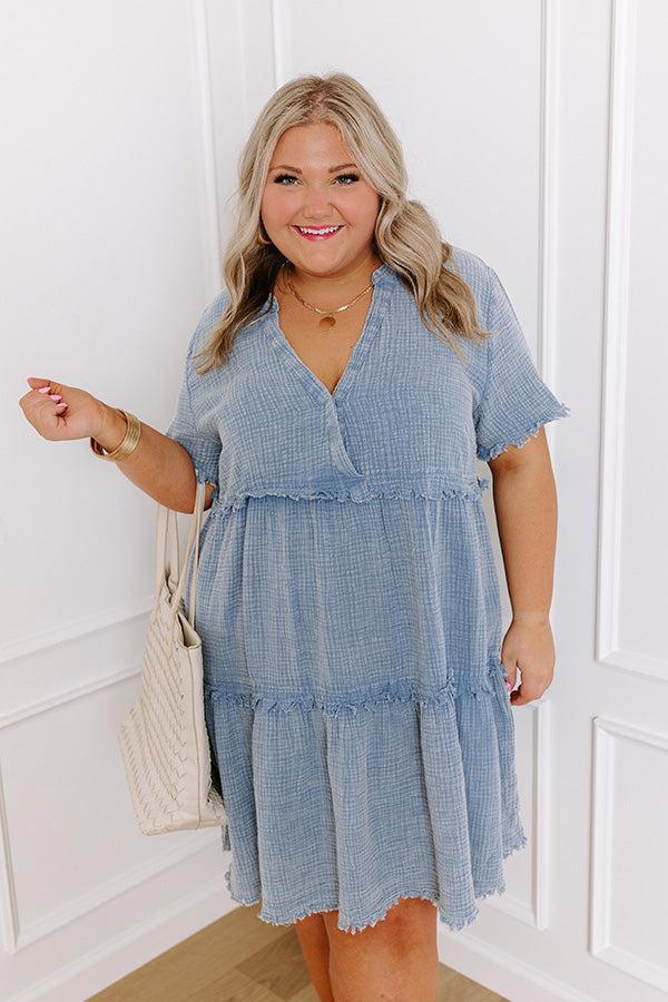 Summer Mimosa Babydoll Dress in Airy Blue Curves Product Image