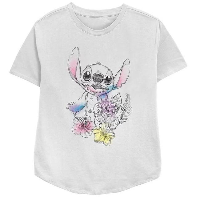 Disneys Lilo & Stitch Womens Floral Sketch Graphic Tee Product Image