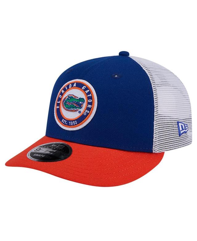 Mens New Era Royal Florida Gators Throwback Circle Patch 9FIFTY Trucker Snapback Hat Product Image