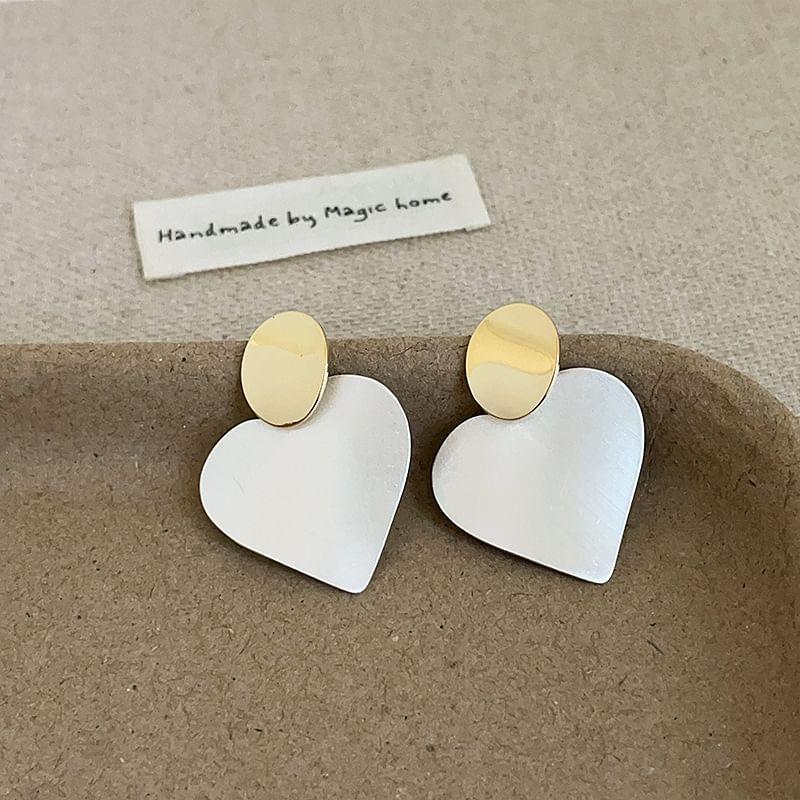 925 Sterling Silver Heart Drop Earring Product Image