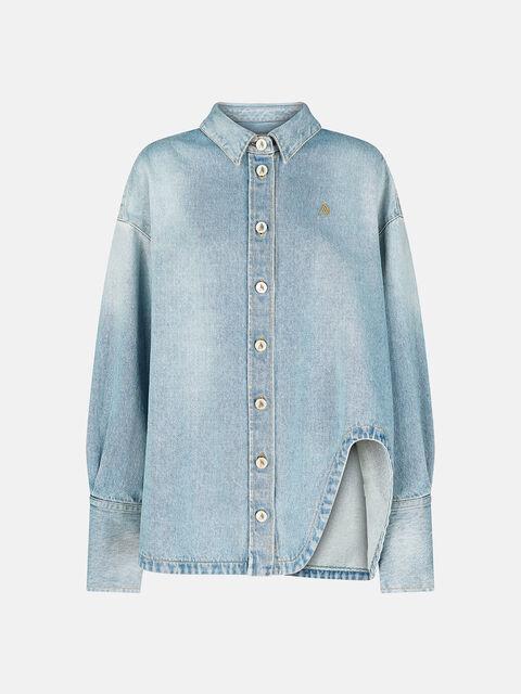 Light blue denim shirt jacket Product Image