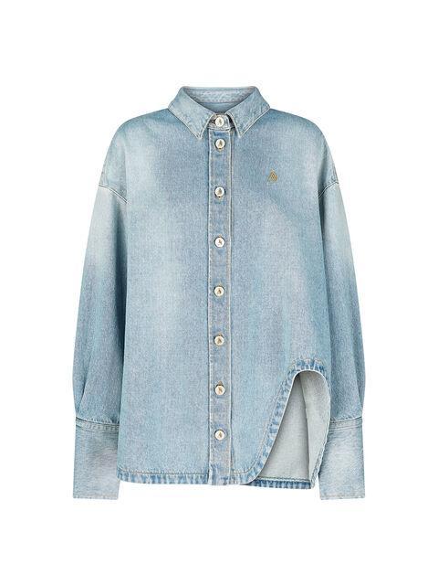 Light blue denim shirt jacket Product Image