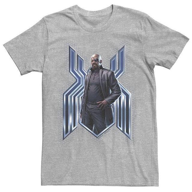 Mens Marvel Spider-Man Far From Home Nick Fury Spider-Man Logo Graphic Tee Athletic Grey Product Image