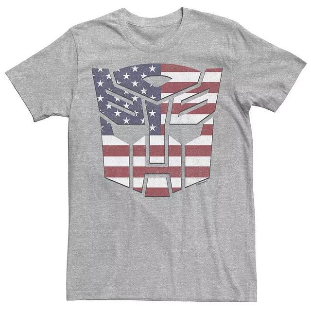 Mens Transformers Autobots American Flag Logo Tee Athletic Grey Product Image