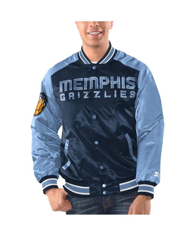 Mens Starter Navy/Light Blue Memphis Grizzlies Renegade Satin Full-Snap Varsity Jacket Grz Blue Product Image