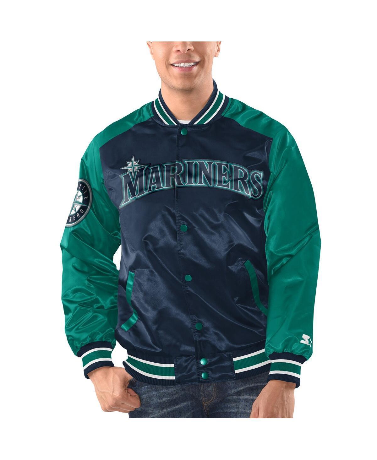 Mens Starter /Aqua Seattle Mariners Varsity Satin Full-Snap Jacket Blue Product Image