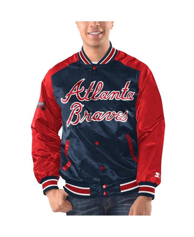 Mens Starter Navy Atlanta Braves Varsity Satin Full-Snap Jacket - Navy Product Image