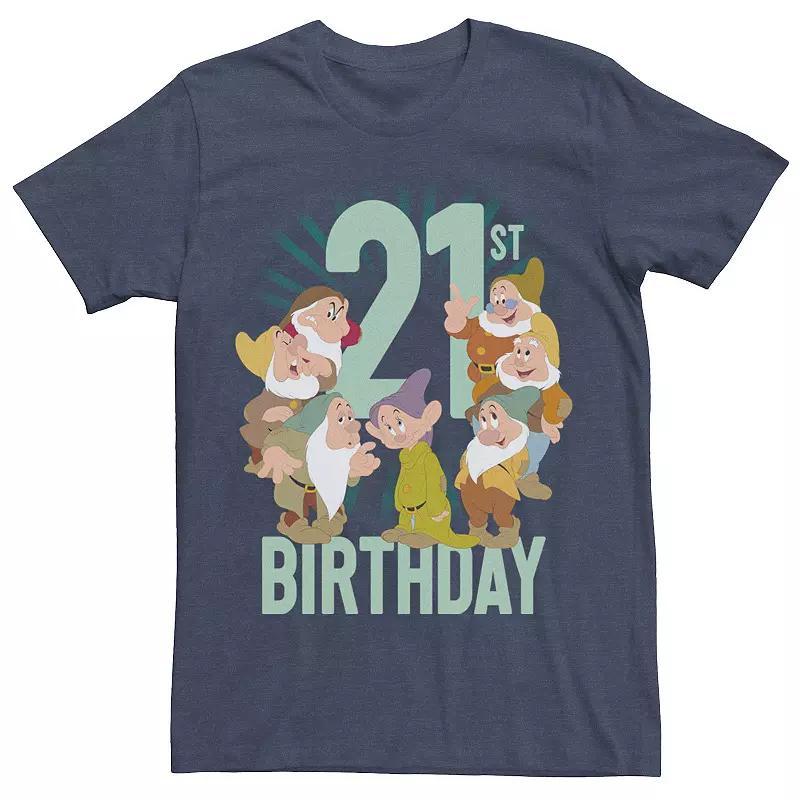 Mens Disney Princess Snow White and the Seven Dwarfs 21st Birthday Tee Navy Grey Product Image