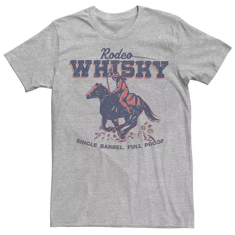 Mens Rodeo Whisky Single Barrel Full Proof Cowboy Graphic Tee Athletic Grey Product Image