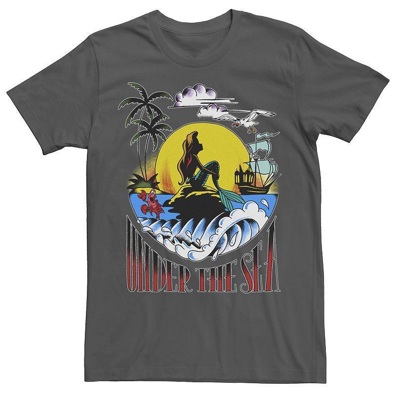 Disneys The Little Mermaid Tattoo Style Poster Mens Tee Grey Product Image