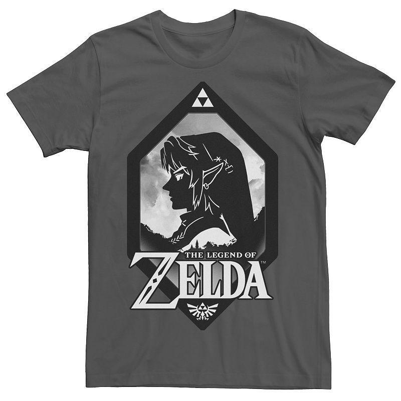 Mens Nintendo Zelda Link Side Profile Diamond Tee Grey Product Image