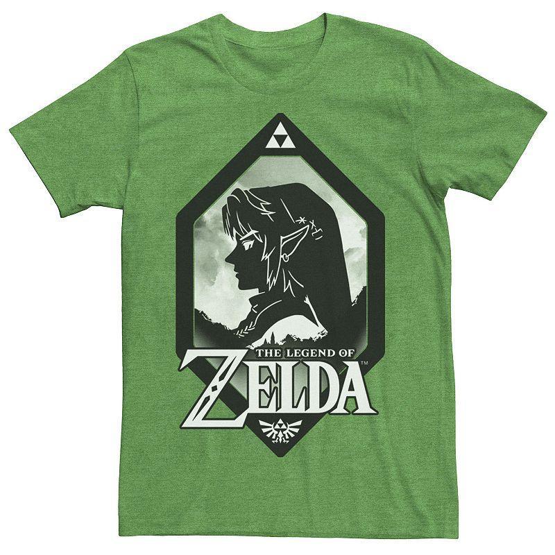 Mens Nintendo Zelda Link Side Profile Diamond Tee Kelly Grey Product Image