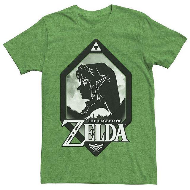 Mens Nintendo Zelda Link Side Profile Diamond Tee Kelly Grey Product Image